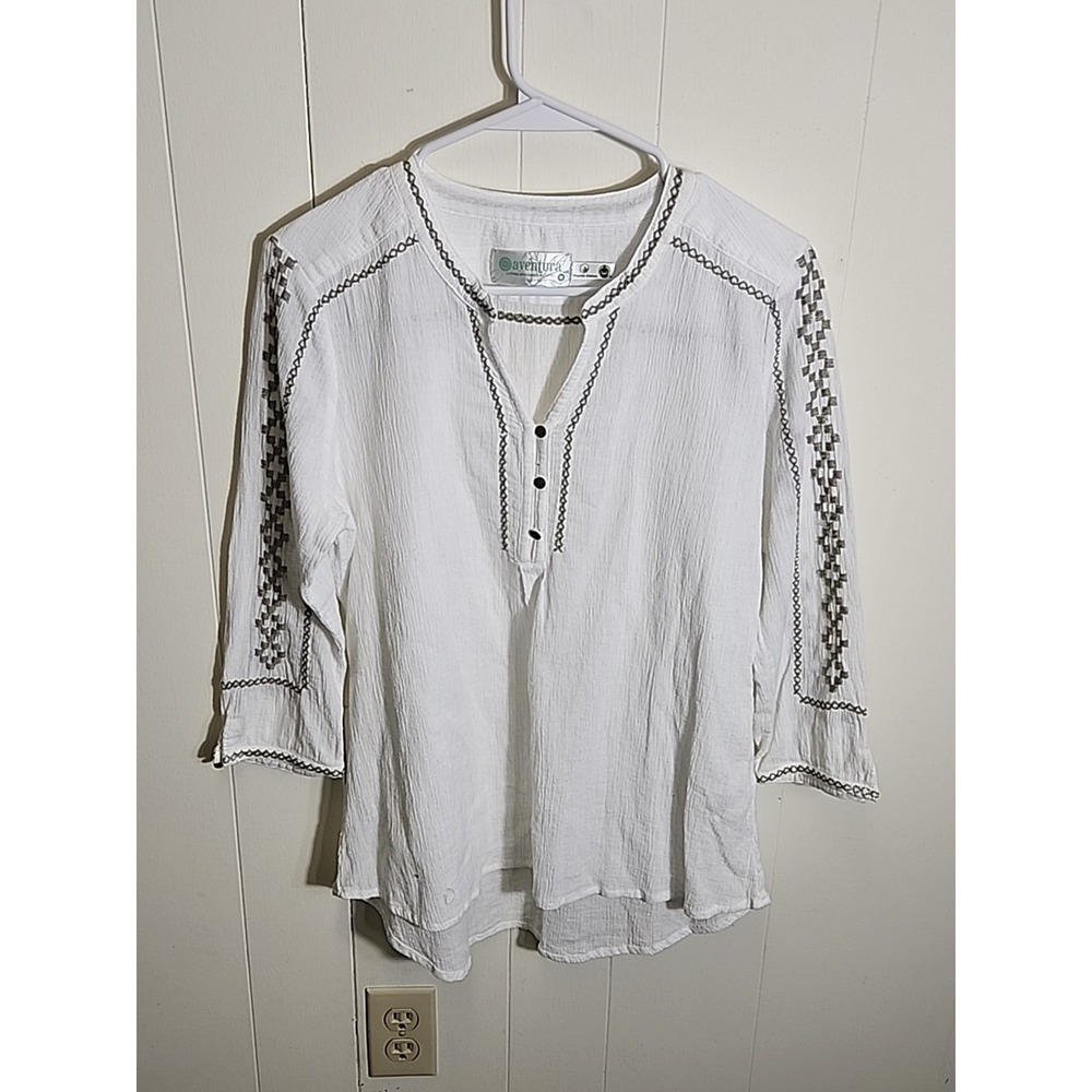 Aventura Organic Cotton‎ Embroidered Shirt Size Medium